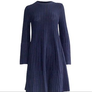 COS - Knitted Flare, Blue Wool Dress with Bell Sleeves and Flared Skirt - S